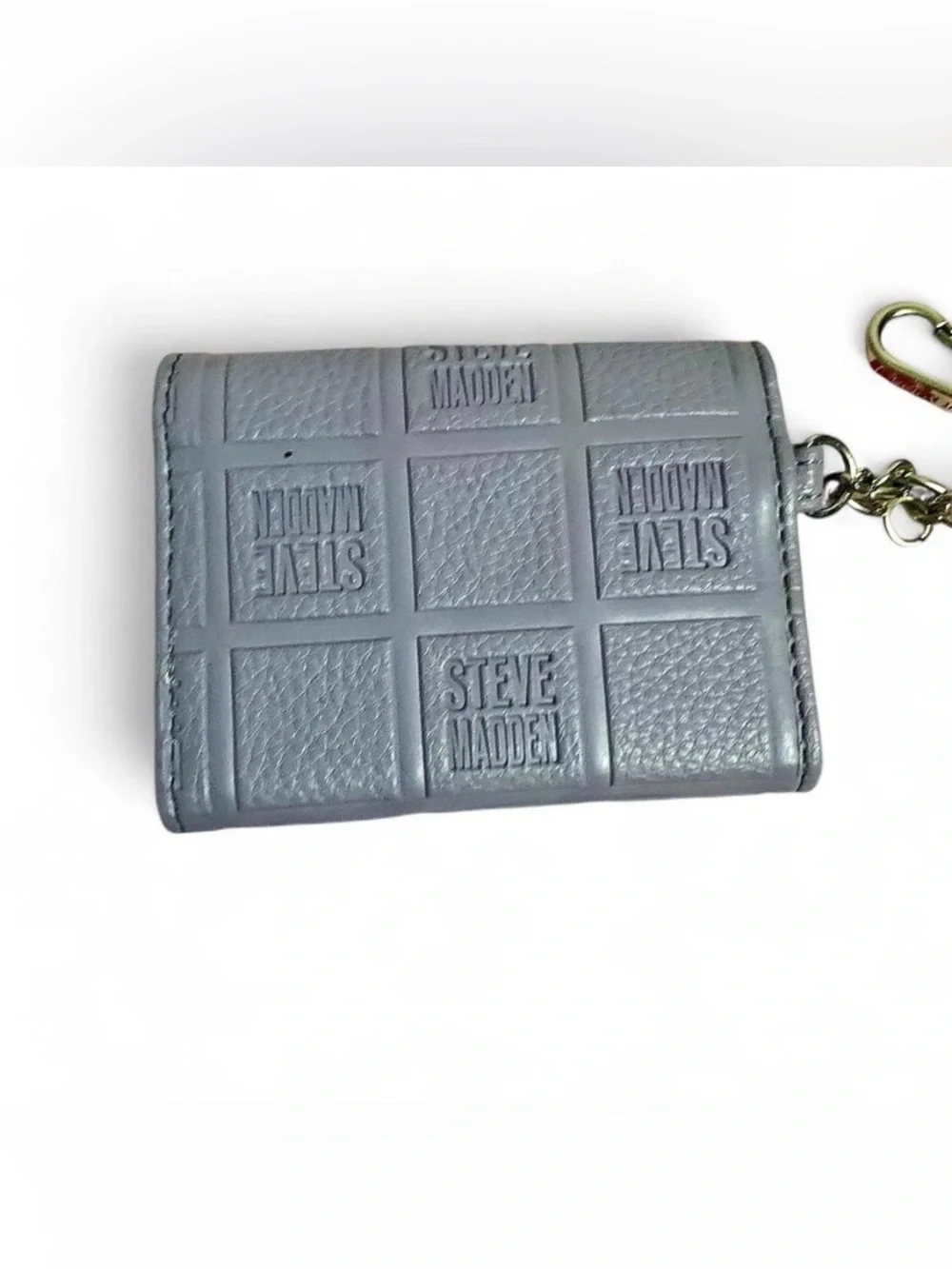 Steve Madden Lilac Embossed Checkerboard Trifold Wallet Keychain EUC